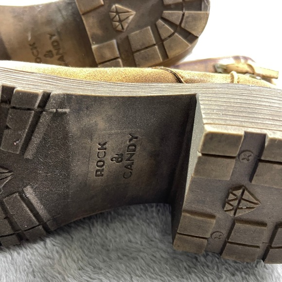 Rock & Candy Sonni Ankle Boots Women's 7.5 Brown Lug Lace Up Buckle Accent - Picture 3 of 10